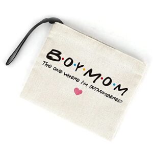 jztco boy mom, baby shower gifts for mom first time, christmas birthday unique thanksgiving funny mothers day, new mom to be - boy mom the one where i'm outnumbered – boy mom makeup bag