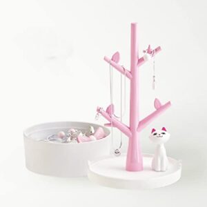 USHOBE Jewelry Display Tree Cat Design: Earring Display Stand Tabletop Cute Earrings Organizer Necklace Holder Tower Earring Tree Tower Ear Stud Holder for Trinkets Organizer Random Color