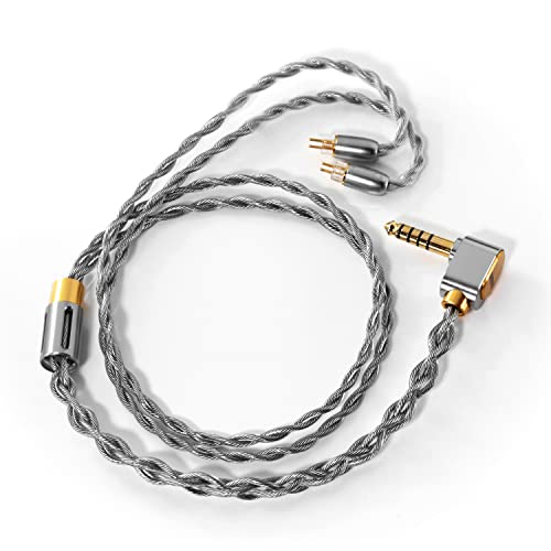 Linsoul DDHIFI BC130A Air Nyx Upgraded Earphone Cable with Shielding Layer, L-Shaped 4.4mm Balanced Plug, Shielded 2pin Connector for Audiophile Musician (55cm)