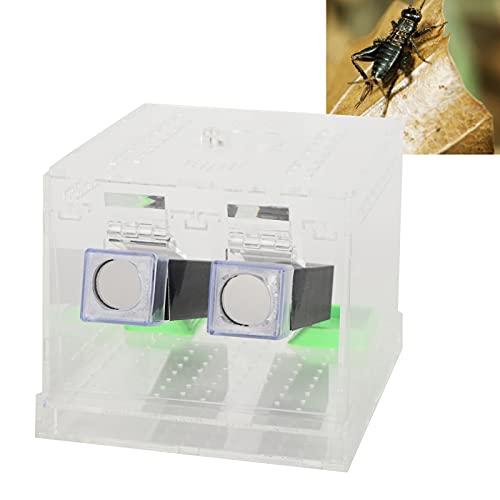 Acrylic Cricket Keeper, Ventilated Cricket Cage Removable Lid Cricket Enclosure with Feces Layer & Tubes for Observation of Small Pets Breeding (L)