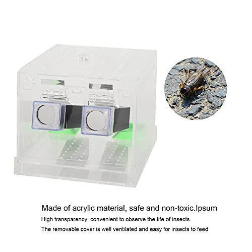 Acrylic Cricket Keeper, Ventilated Cricket Cage Removable Lid Cricket Enclosure with Feces Layer & Tubes for Observation of Small Pets Breeding (L)