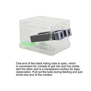 Acrylic Cricket Keeper, Ventilated Cricket Cage Removable Lid Cricket Enclosure with Feces Layer & Tubes for Observation of Small Pets Breeding (L)