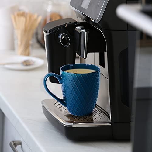 MIAMIO - Coffee Mugs set of 6 / Coffee Cups - 6 x 12 Oz Ceramic Mugs - Large Coffee Mugs - Microwave & Dishwasher safe - Palmanova Collection (Blue)