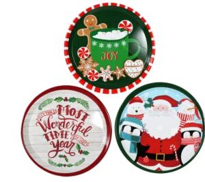 Large Round Christmas Platters 13.75 in. for Holiday Settings Set of 3