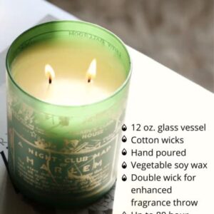 Harlem Candle Company Holiday Map Luxury Candle, 12 oz Green Glass Jar with Harlem Map Print, Double Wick, Soy Wax, Gift Box, Winter-Fresh Fir, Pine Needles and Mint-Infused Eucalyptus