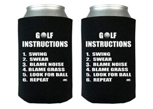 funny golf instructions joke gag gift for golfer collapsible beer can bottle beverage cooler sleeves 2 pack