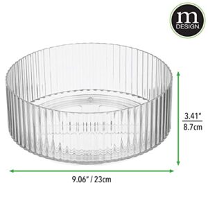 mDesign Fluted Lazy Susan Turntable Plastic Spinner for Kitchen and Bathroom Cabinet, Cupboard, or Countertop Organizing - Rotating Organizer for Condiments, Jewelry, Accessories - 9" Round - Clear