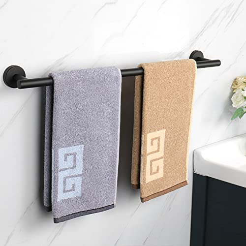 NearMoon Bathroom Towel Bar, Bath Accessories Thicken Stainless Steel Shower Towel Rack for Bathroom, Towel Holder Wall Mounted (1 Pack, Matte Black, 26 Inch)