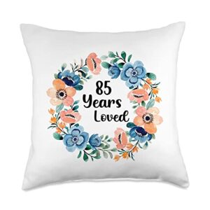 men women 85th birthday gift loved mom grandma 85 years old 85th birthday throw pillow, 18x18, multicolor