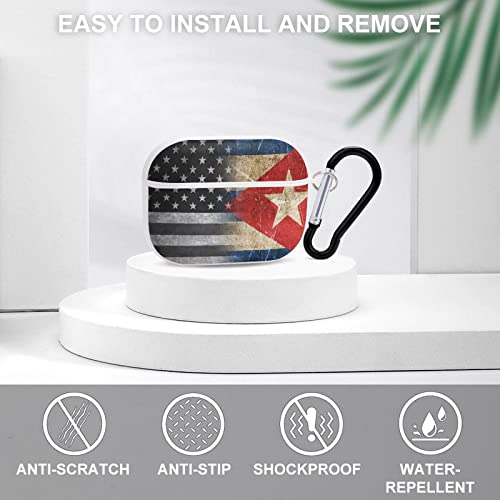 Vintage Black Ameriacn Cuban Flag Print Apple AirPods Pro Hard Case Protective Charging Cover with Keychain for Men Women