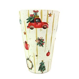 TINYMILLS Christmas Tree Red Vintage Truck Holiday 14oz Travel Mug - Eco-Friendly Reusable Plant Fiber Travel Mug Birthday Gift Stocking Stuffer Teacher Coach Gift