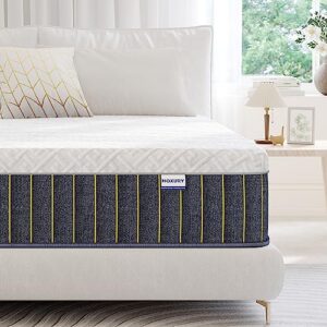 hoxury queen mattress, 12 inch hybrid mattress queen size, memory foam & individually wrapped pocket coils innerspring mattress in a box, pressure relief & cooler sleeping
