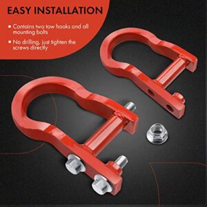 A-Premium Pair (2) Front Tow Hooks Kit Front Recovery Hooks Compatible with Chevrolet Chevy Silverado 1500 2007-2019, GMC Sierra 1500 2007-2019, Cardinal Red, Front LH and RH, Replace# 84192871