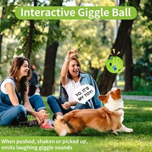 Dikeiuta Wobble Giggle Dog Ball, Interactive Chew Wobble Wag Giggle Ball for Dogs with Funny Sounds, Squeaky Dog Toys Ball for Relieve Anxiety, Grinding Teeth, Gifts for Dogs-5.51''(Large)