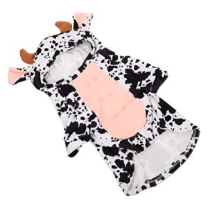 pet cow costume, puppy cow hoodie pet outfit decorative cat dog outfit dog cosplay clothes comfy winter pajamas