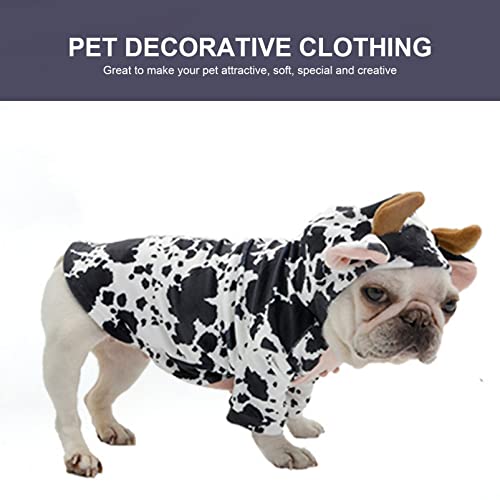 Pet Cow Costume, Puppy Cow Hoodie Pet Outfit Decorative Cat Dog Outfit Dog Cosplay Clothes Comfy Winter Pajamas