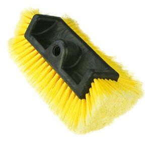 giant bear 10" flow-thru penta-level car wash brush head with soft yellow bristles, not hurt paint scratch free cleaner tool for car rv truck suv deck home cleaning.