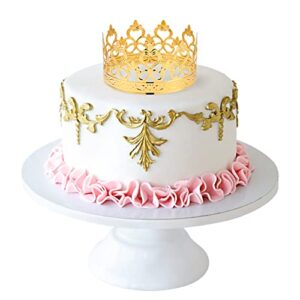 Cabilock Cake Crown Decorative Children Crown Ornament Baking Cake Adornment Crown Birthday Cake Decoration for Wedding Birthday Party (Golden)