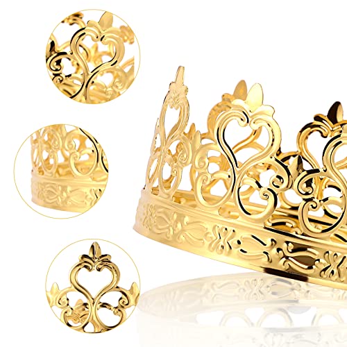 Cabilock Cake Crown Decorative Children Crown Ornament Baking Cake Adornment Crown Birthday Cake Decoration for Wedding Birthday Party (Golden)