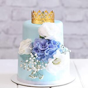 Cabilock Cake Crown Decorative Children Crown Ornament Baking Cake Adornment Crown Birthday Cake Decoration for Wedding Birthday Party (Golden)
