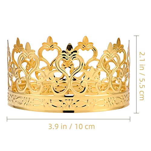 Cabilock Cake Crown Decorative Children Crown Ornament Baking Cake Adornment Crown Birthday Cake Decoration for Wedding Birthday Party (Golden)