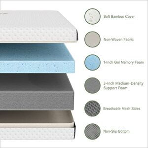 Folding Mattress Twin XL, TEQSLI Tri-Fold Gel Memory Foam Mattress Topper 4 Inch, Portable Mattress with Washable Bamboo Cover, Non-Slip Bottom, Breathable Mesh Sides for Traveling, Camping, Guest Bed