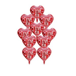 AVMBC Red Heart Shaped Foil Balloons I Love You Valentine's Day Heart Balloons Romantic Valentine's Day Wedding Confession Courtship Party Decor 10 Pcs