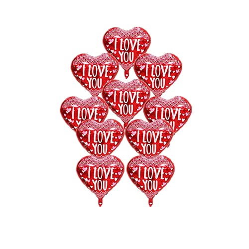 AVMBC Red Heart Shaped Foil Balloons I Love You Valentine's Day Heart Balloons Romantic Valentine's Day Wedding Confession Courtship Party Decor 10 Pcs