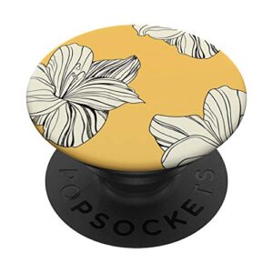 stylish retro yellow floral phone popper popsockets swappable popgrip
