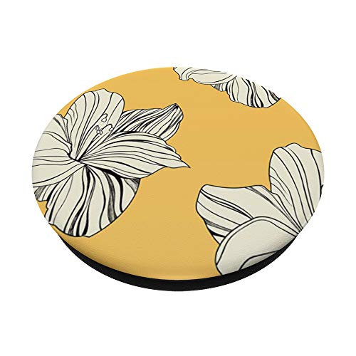 Stylish Retro Yellow Floral Phone Popper PopSockets Swappable PopGrip