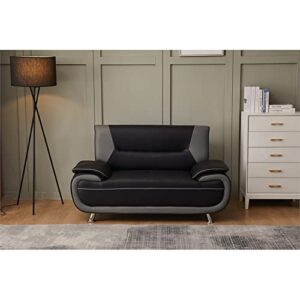 kingway furniture lilian faux leather livingroom loveseat in blackgray