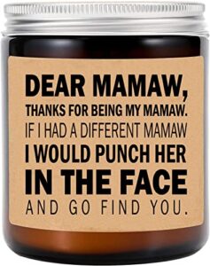 averaze mamaw candle - mamaw gifts from grandkids - i'd punch another in the face - fun gag for her - mother's day candle - lavender scented candles 8oz