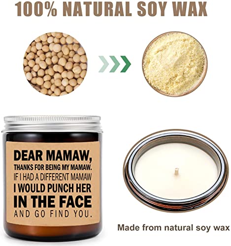 Averaze Mamaw Candle - Mamaw Gifts from Grandkids - I'd Punch Another in The Face - Fun Gag for Her - Mother's Day Candle - Lavender Scented Candles 8oz