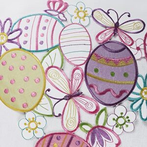 OWENIE Easter Table Runner, Embroidered and Cutwork Colorful Eggs Table Runner for Easter Holiday and Spring Season Table Decor, 13 x 70 Inch Cute Dresser Scarves