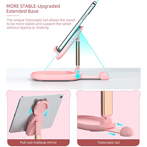 xuenair Pink Phone Stand for Desk Cute,Foldable Adjustable Cell Phone Stand, Kawaii Portable Phone Holder for All Cell Phones iPhone 11 12 13 Pro Max Sumsung ipad Switch Kindle Google