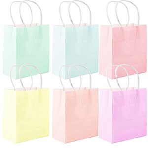 24pcs birthday gift bags multicolor pastel portable bags party treat paper kraft favor sweet 8.7x6.3x3.2inches candy gift with handles for party wedding celebrations (small)