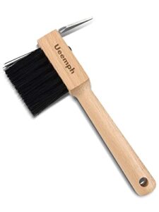 ueemph hoof picks for horses,wooden handle hoof pick with brush，sturdy and durable，excellent texture， (1 pieces)