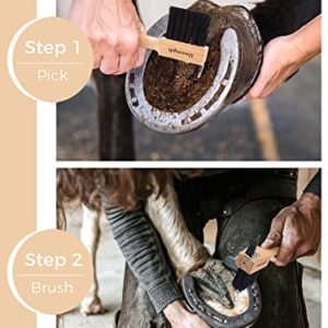 Ueemph Hoof Picks for Horses,Wooden Handle Hoof Pick with Brush，Sturdy and Durable，Excellent Texture， (1 Pieces)