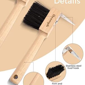 Ueemph Hoof Picks for Horses,Wooden Handle Hoof Pick with Brush，Sturdy and Durable，Excellent Texture， (1 Pieces)