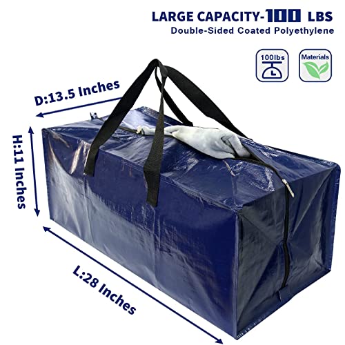 YUNSWAG Moving Bags Heavy Duty, Large Storage Bags Recycled Reusable Plastic Totes with Zipper and Carrying Handles Packing Supplies for Camping, Clothes Moving Container, College Dorm Room Essentials