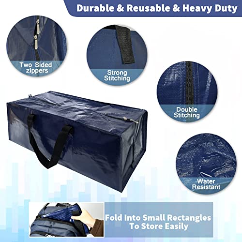 YUNSWAG Moving Bags Heavy Duty, Large Storage Bags Recycled Reusable Plastic Totes with Zipper and Carrying Handles Packing Supplies for Camping, Clothes Moving Container, College Dorm Room Essentials