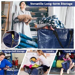 YUNSWAG Moving Bags Heavy Duty, Large Storage Bags Recycled Reusable Plastic Totes with Zipper and Carrying Handles Packing Supplies for Camping, Clothes Moving Container, College Dorm Room Essentials