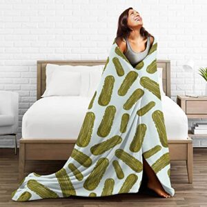 Pickle Cucumbers Throw Blanket Soft Bed Blankets Lightweight Cozy Plush Flannel Fleece Blanket for Sofa Couch Bedroom 60"X50"