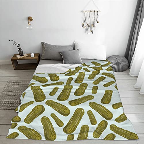 Pickle Cucumbers Throw Blanket Soft Bed Blankets Lightweight Cozy Plush Flannel Fleece Blanket for Sofa Couch Bedroom 60"X50"