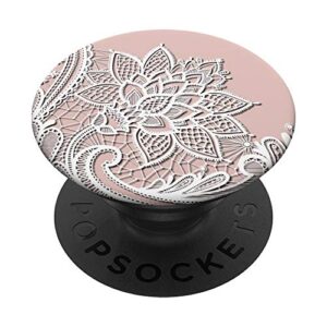 rose pink floral lace mandala phone popper popsockets swappable popgrip