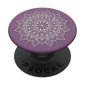white henna mandala floral lace on purple phone popper popsockets swappable popgrip