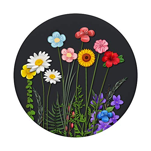 Black Space Floral Pattern Flower Bouquet Phone Popper PopSockets Swappable PopGrip