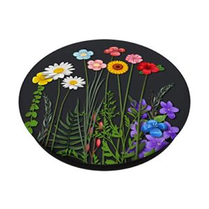 Black Space Floral Pattern Flower Bouquet Phone Popper PopSockets Swappable PopGrip