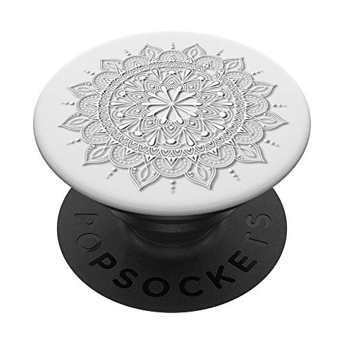 White Henna Mandala Floral Lace Phone Popper PopSockets Swappable PopGrip