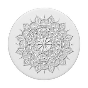 White Henna Mandala Floral Lace Phone Popper PopSockets Swappable PopGrip